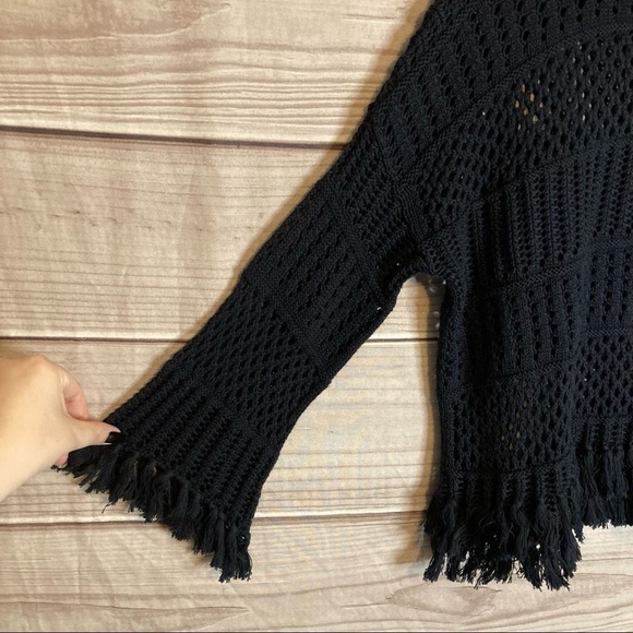 Autumn Cashmere Black Tassel Crew Neck Sweater - Picture 3 of 11